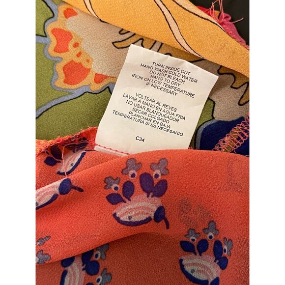 Fig & Flower Colorful Floral Feminine Button Long Sleeve Shirt Blouse Top XL - Picture 9 of 9